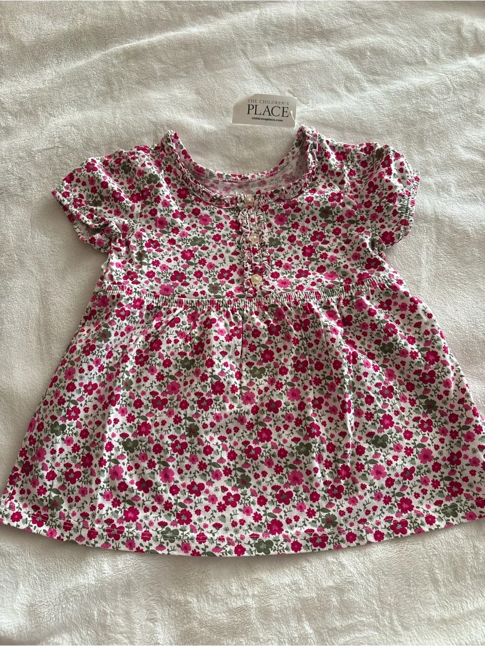 The Children's Place Pink and Green Floral Short Sleeve Top